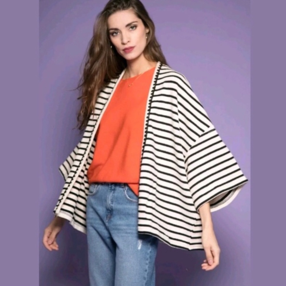 Anthro Striped Kimono Cardigan S/M The Korner